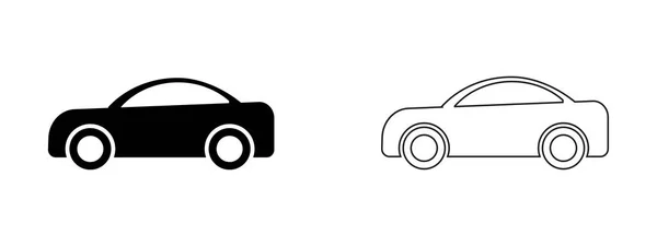 Набор Контура Боковым Видом Автомобиль Две Черно Белые Иллюстрации Изображающие — стоковый вектор