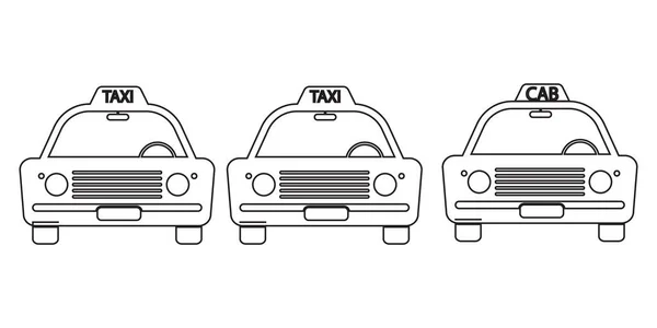 Такси Такси Винтаж Front View Набросок Три Автомобиля Такси Автомобиль — стоковый вектор