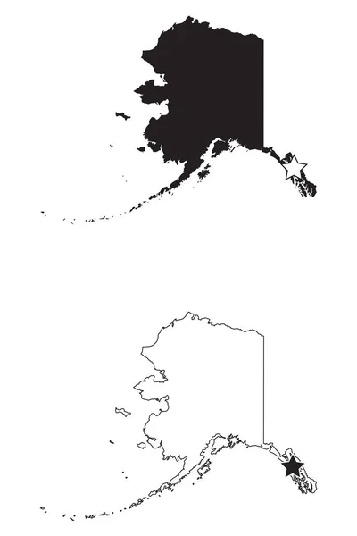 Juneau Alaska State Border Map Eua Com Estrela Capital —  Vetores de Stock