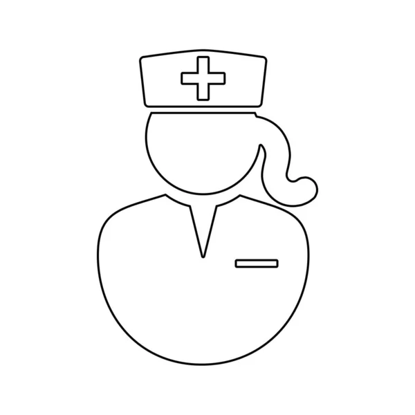 Femme Infirmière Médecin Aperçu Icône Avec Chapeau Head Wear Illustration — Image vectorielle