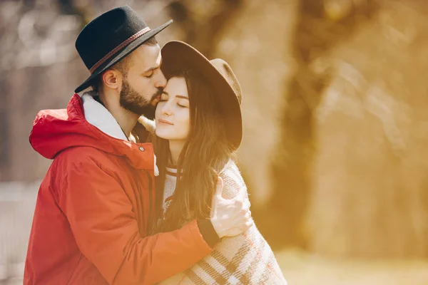 2019 Vinnitsa Ukraine Portrait Stylish Wedding Couple Young Bearded Man — Stock Photo, Image