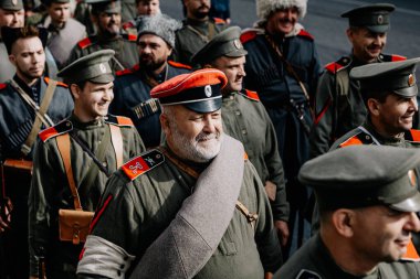 13.10.2019 Vinnitsa, Ukrayna: Almanya, Ukrayna ve Rusya 'dan askeri kulüplerin yer aldığı İkinci Dünya Savaşı askeri muharebelerinin yeniden inşasına sahne