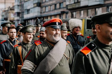 13.10.2019 Vinnitsa, Ukrayna: Almanya, Ukrayna ve Rusya 'dan askeri kulüplerin yer aldığı İkinci Dünya Savaşı askeri muharebelerinin yeniden inşasına sahne