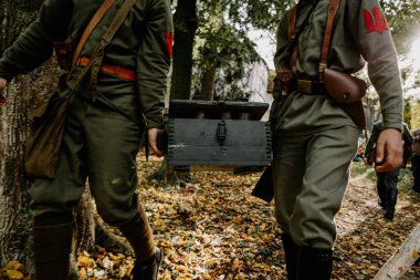 13.10.2019 Vinnitsa, Ukrayna: Almanya, Ukrayna ve Rusya 'dan askeri kulüplerin yer aldığı İkinci Dünya Savaşı askeri muharebelerinin yeniden inşasına sahne