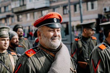 13.10.2019 Vinnitsa, Ukrayna: Almanya, Ukrayna ve Rusya 'dan askeri kulüplerin yer aldığı İkinci Dünya Savaşı askeri muharebelerinin yeniden inşasına sahne