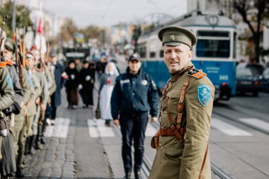13.10.2019 Vinnitsa, Ukrayna: Almanya, Ukrayna ve Rusya 'dan askeri kulüplerin yer aldığı İkinci Dünya Savaşı askeri muharebelerinin yeniden inşasına sahne