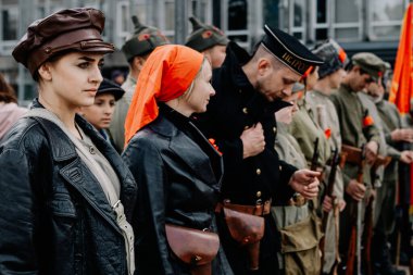 13.10.2019 Vinnitsa, Ukrayna: Almanya, Ukrayna ve Rusya 'dan askeri kulüplerin yer aldığı İkinci Dünya Savaşı askeri muharebelerinin yeniden inşasına sahne