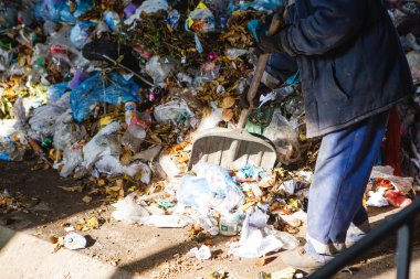 01.11.2019 Kyiv, Ukrayna: fabrikada çöplerin elle sıralanması