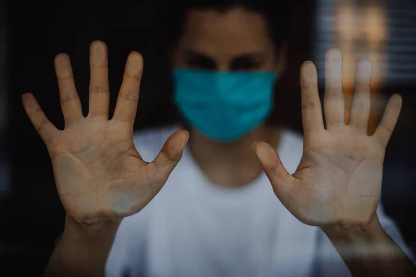 Seçici Odak Gürültü Etkisi Viral Hastalıklar Salgını Sırasında Tıbbi Maske — Stok fotoğraf
