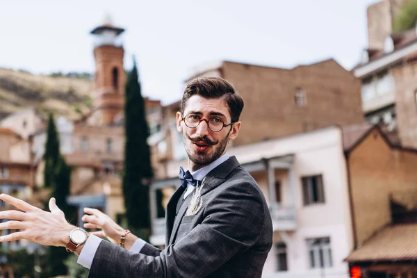 Georgisch Uit Tbilisi Een Stijlvolle Man Die Het Heeft Lokale — Stockfoto