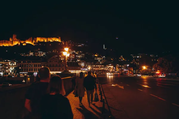 2018 Тбилиси Грузия Вид Культурный Грузинский Ночной Город Тбилиси Центральной — стоковое фото