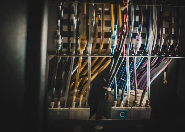 Spannungsschaltschrank Mit Leistungsschalter Elektrischer Hintergrund — Stockfoto