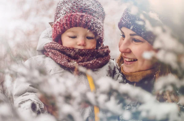 Little Child Girl Wearing Red Hat Scarf Warm Winter Suit — Stock Photo, Image