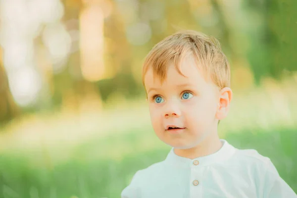 Niño Retrato Masculino Con Una Elegante Camisa Blanca Pantalones Color — Foto de Stock