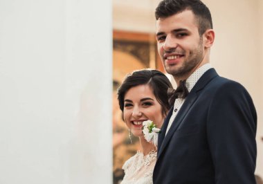 Mutlu gelin ve damat düğünlerinde, kopyalama alanı