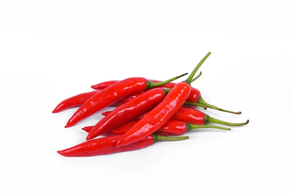 Närbild Ovanifrån Röd Chili Peppar Med Skivad Vit Bakgrund Raw — Stockfoto