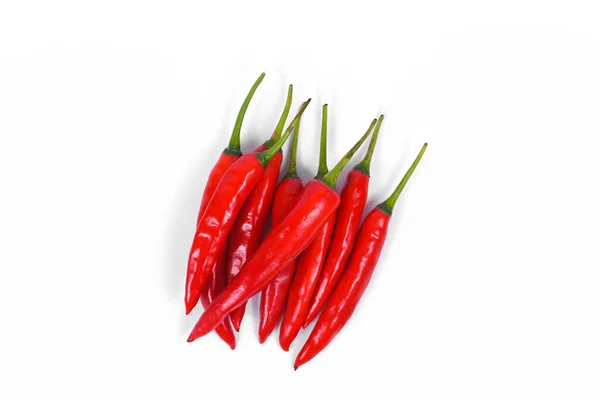 Närbild Ovanifrån Röd Chili Peppar Med Skivad Vit Bakgrund Raw — Stockfoto
