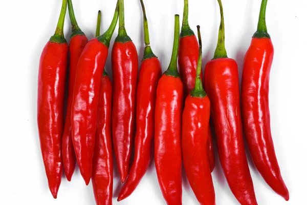 Närbild Ovanifrån Röd Chili Peppar Med Skivad Vit Bakgrund Raw — Stockfoto