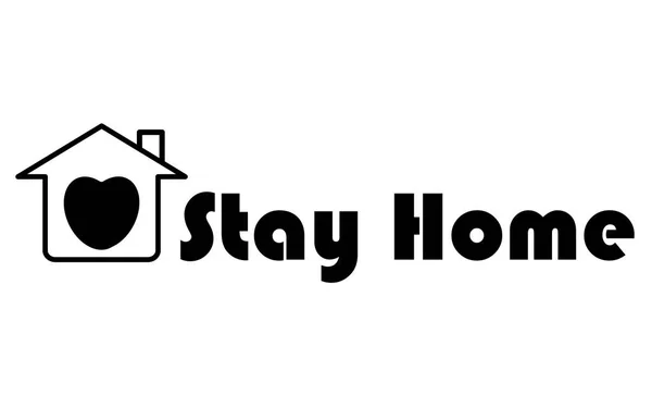 家のスローガンと心の形で家にいてください Covid 19コロナウイルスによる予防または隔離プロジェクト — ストック写真