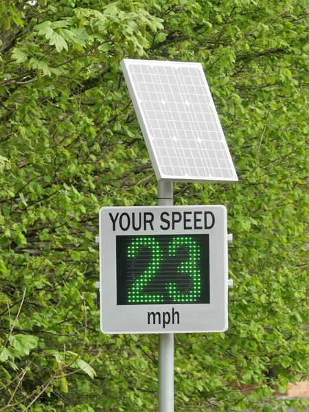 Solar powered speed radar by country road