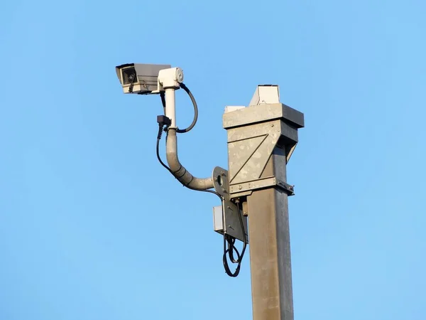 Surveillance cameras monitoring motorway traffic on the M25 in Hertfordshire, England, UK