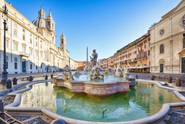 Piazza Navona, Fontana del Moro, Roma, İtalya.