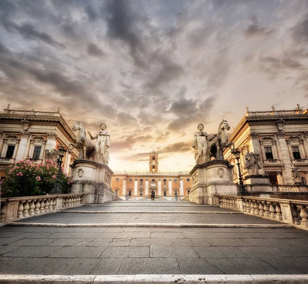 Schody Prowadzące Piazza Del Campidoglio Świcie Wzgórze Capitoline Rzym Włochy — Zdjęcie stockowe