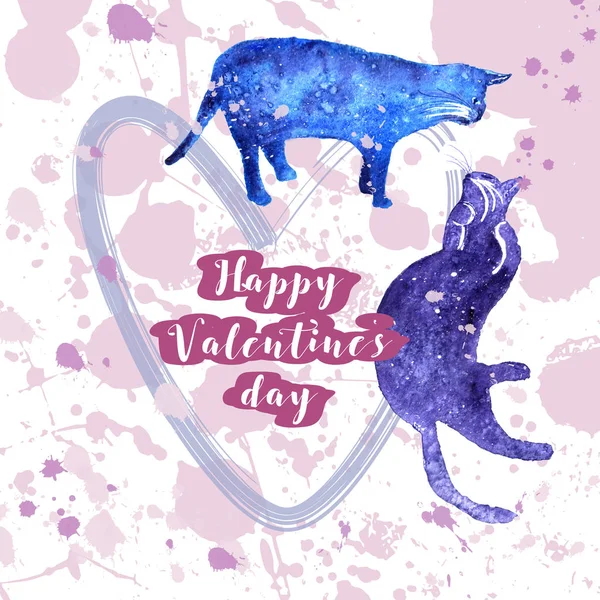 Sulu Boya kedi ile tebrik kartı