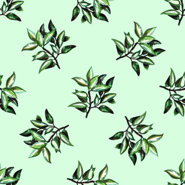 defne dalları ile yeşil desen