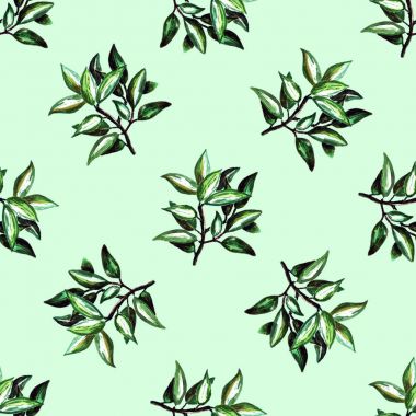 defne dalları ile yeşil desen