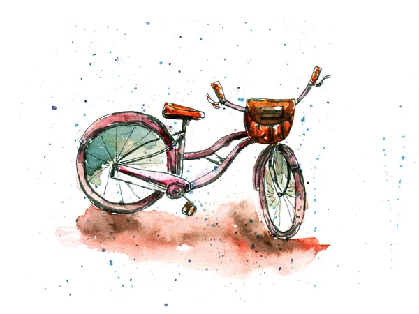 Donna bicicletta con cesto . — Foto Stock