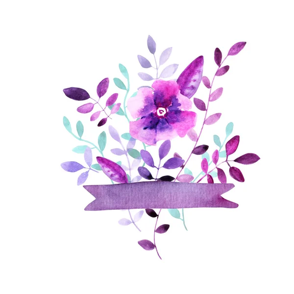 suluboya çiçek ve dalları