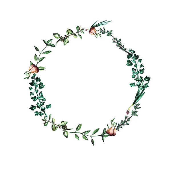 Wreath with herbal branches — Stock Photo, Image