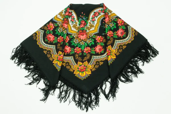 Russian Pavlovo Posad Scarf Fringe Scarf — Stock Photo, Image