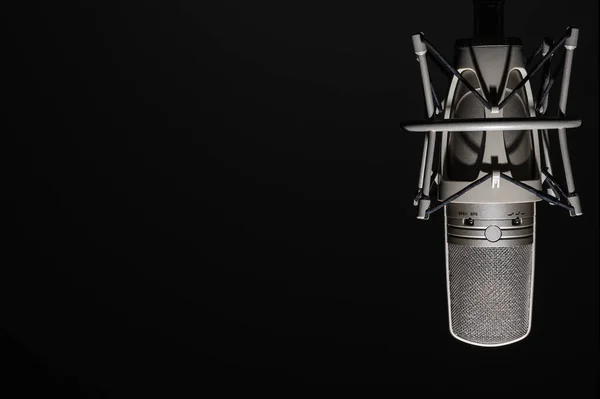 Professional Studio Microphone Black Background Isolated — Stock Photo, Image