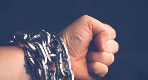 Metal Chain Male Hand Blurry Background — Stock Photo, Image