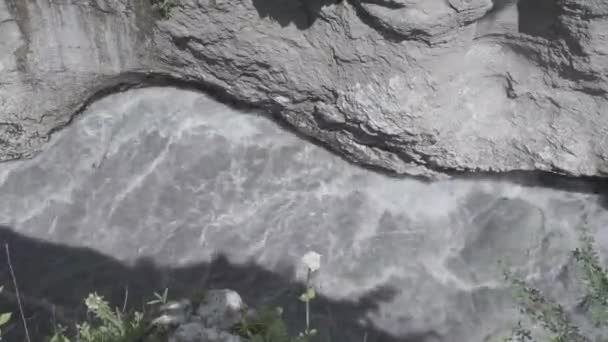 Szybko Poruszająca Się Górska Rzeka Hadzhokh Wąwozie Adygea Miesiącu Maju — Wideo stockowe