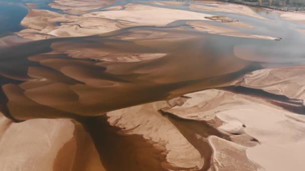 Wisla river dry riverbed aerial background. Drought season in Poland — Stock Video