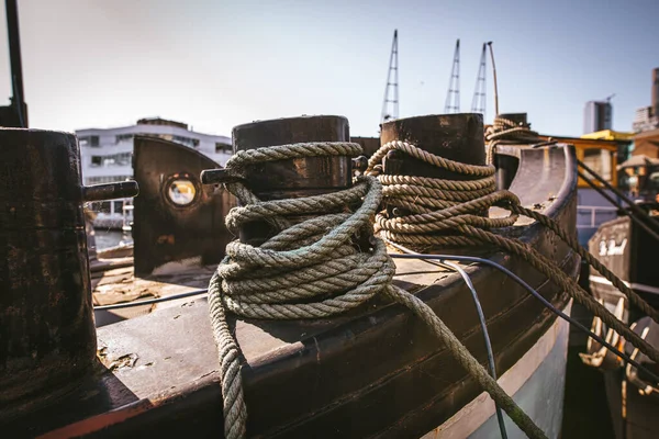 Ship rope on old boat