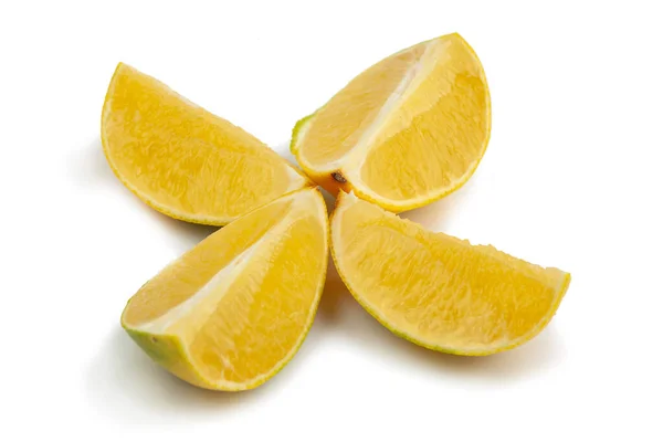 Yellow Grapefruit Cut Four Parts White Background Isolate — Stock Photo, Image
