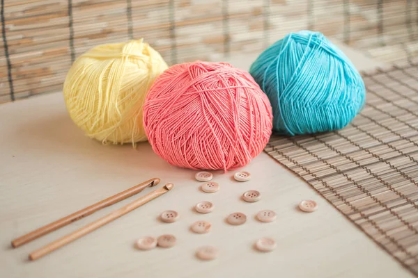 Cotton Yarn Balls Crochet Knitting Handmade Crafts Summer — 스톡 사진