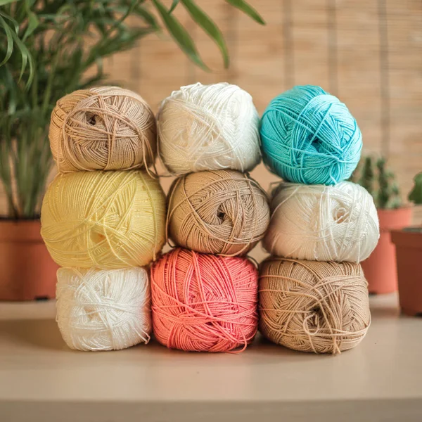 Cotton Yarn Balls Crochet Knitting Handmade Crafts Summer — 스톡 사진