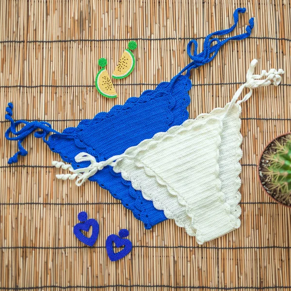 Haak Bikini Handgemaakte Katoen Bikini Zomer Strand Boho Badmode Ambacht — Stockfoto