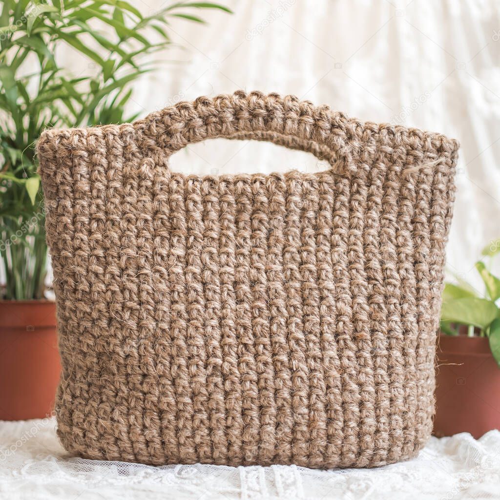 Crochet Jute Rope Bag, Natural Jute Twine Bag, Handmade, Beach and Summer Bag