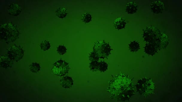 Animation Réaliste Coronavirus Covid Rendu Virus Microscopiques Couleur Verte Épidémie — Video