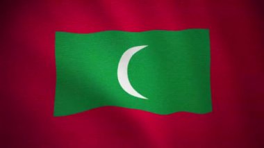 Maldivler bayrağının, tekstil kumaşın dokusunun, pürüzsüz ve pürüzsüz bir şekilde döngü videosu