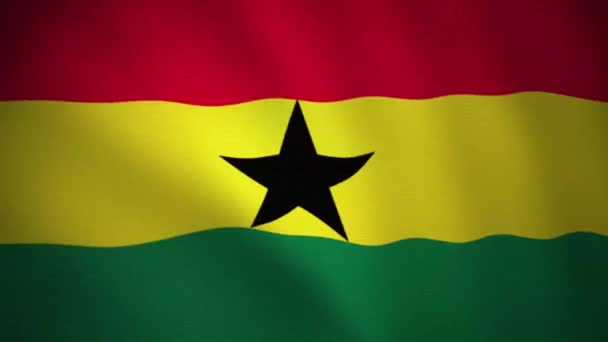 Looping Video Ghana Africa Flag Textile Fabric Textured Seamless Smooth — Stock Video