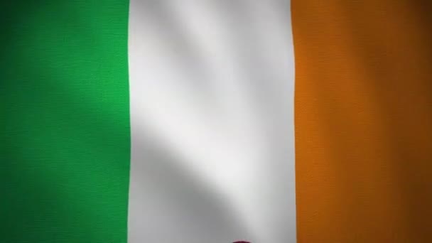 Петля Видео Флага Ирландии Текстильная Ткань Текстурированная Бесшовная Гладкая — стоковое видео