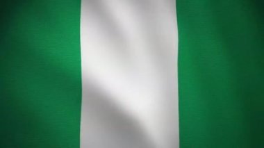 Nijerya Afrika bayrağının, tekstil kumaşının, pürüzsüz ve pürüzsüz dokusunun döngülü videosu