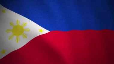 Filipinler bayrağının, tekstil kumaşının dokulu, pürüzsüz ve pürüzsüz döngü videosu